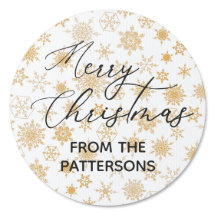 Feliz Navidad Elegante Personalizado Golden Snowfl