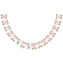 Cartel feliz primer cumpleaños, flamencos