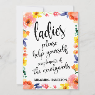 Cartel Floral Boho Asequible para Baño de Damas