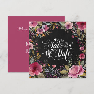 Cartel floral rosa Rubor Guardar la tarjeta de fec