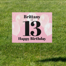 Cartel Globo rosa Feliz cumpleaños negrita Audaz Yard de 