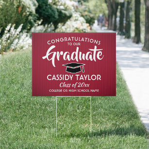 Cartel Graduación Felicitaciones Elegante yard blanco y n