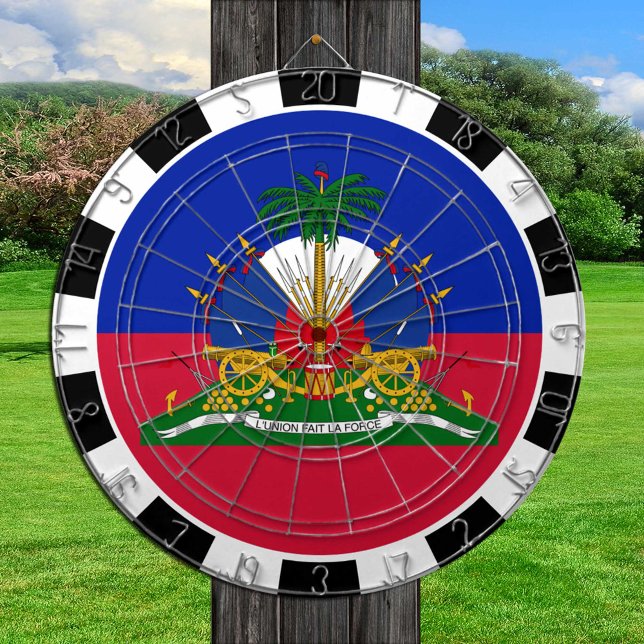 Cartel Haití y tablero de juego con bandera haitia (Subido por el creador)