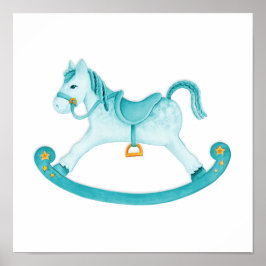 Cartel infantil de arte de acuarela de caballo mec