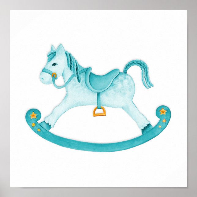 Cartel infantil de arte en acuarela de caballo de  (Frente)