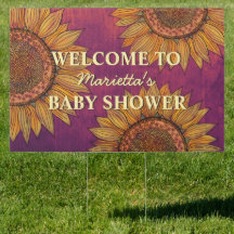 Morado Sunflower Boho Cute Personalizado Baby Show