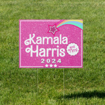 Purpurina rosa moderno Rótulo Kamala Harris Yard