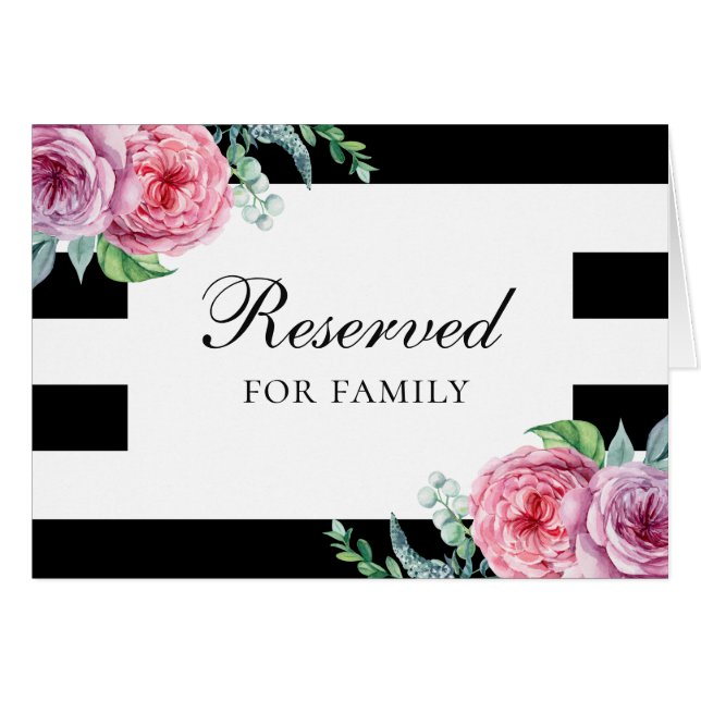 Cartel reservado de Boho boda. Flores de jardín ro (Anverso (Horizontal))