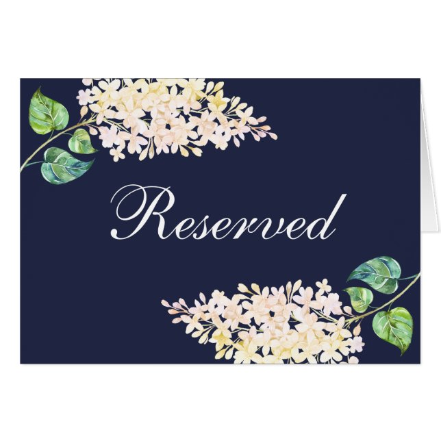 Cartel reservado del boda de la marina. Floral bla (Anverso (Horizontal))