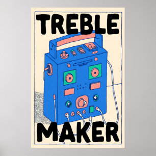 Cartel Retro Boombox Treble Maker Arte de Pared de