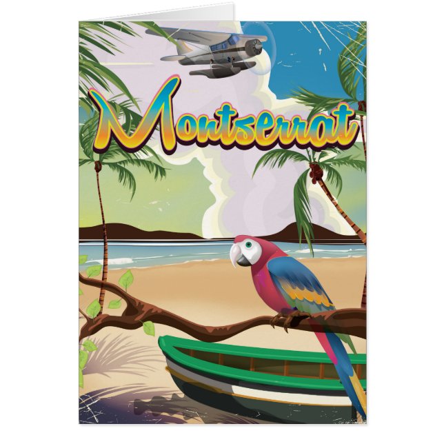 cartel retro de viaje a la isla de Montserrat (Frente)