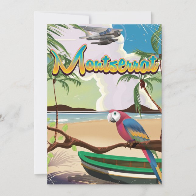 Cartel retro de viaje a la isla de Montserrat (Anverso)