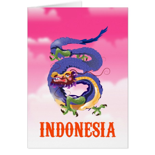 Cartel retro de viaje del dragón de Indonesia (Frente)