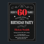 Cartel rojo y negro de la invitación a los 60 años<br><div class="desc">Tipografía de color rojo y negro.Pizarra. Fondo blanco y negro. Cumpleaños de adultos. Cumpleaños de hombres o mujeres. Invite a un niño o Chica Lady Teen Teenage Bday. 13a 15a 16a 18a 20a 30a 40a 50a 60a 70a 80a 90a 100a. Cualquier edad. Para más personalización, haga clic en el botón...</div>