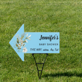 Cartel Rótulo Baby Shower Yard Blue Arrow Boy minimalista