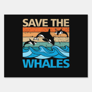 Cartel Salven la ballena retro vintage orca