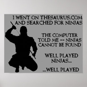 Cartel Señal de Ninja Divertido Ninjas del Tesauro