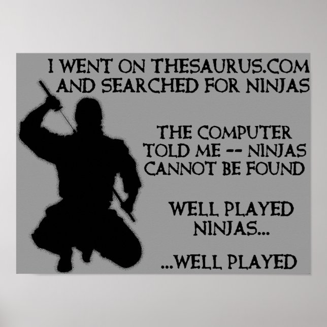 Cartel Señal de Ninja Divertido Ninjas del Tesauro (Frente)
