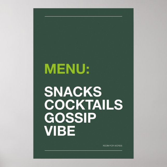 CARTEL: SNACKS – Póster divertido de cocina (Frente)