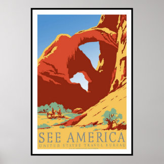 Cartel vintage de impresión Ver América Estados Un