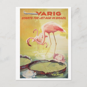 Cartel vintage varig para la postal de Brasil