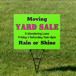 Cartel Yard Sale de doble cara Lime Green