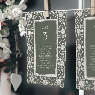Carteles de Asientos de Boda de Encaje Floral Vint