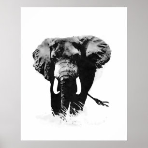 Carteles de elefantes en B&W Impresiones