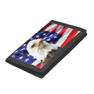 Cartera De 3 Hojas Bandera estadounidense con águila calva