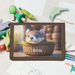 Cartera De 3 Hojas Bebé de nutria en una cesta - personalizable<br><div class="desc">¿Amas a las nutrias? Una nutria muy linda - creada con inteligencia artificial. ¡Para todos los amantes de las nutrias y los niños! ¡Adorable idea de regalo!</div>