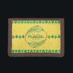 Cartera De 3 Hojas Borde del esténcil del monograma de la pluma de pa<br><div class="desc">Esta bonita y compleja cartera decorativa de estilo Art Deco / Art Nouveau de los años 20 tiene un estilo Art Nouveau vintage. En el centro, puedes añadir tu nombre y monograma dentro del círculo hecho de un motivo abstracto de pluma de pavo real. La cartera tiene un patrón de...</div>