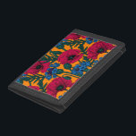 Cartera De 3 Hojas Cachorros rojos y flores azules en naranja<br><div class="desc">Patrón vectorial dibujado a mano con flores rojas de amapola y flores azules</div>