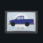 Cartera De 3 Hojas Camión azul para niños Personalizados<br><div class="desc">Este bonito diseño de monedero para niños presenta un personalizado de camioneta azul oscuro,  y puede ser personalizado con el nombre de su hijo. Perfecto para los amantes del chevy,  del coche o del jeep en un cumpleaños especial. Visita nuestra tienda para ver otros diseños lindos.</div>