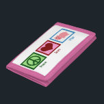 Cartera De 3 Hojas Cerdos de amor por la paz<br><div class="desc">Un signo de paz,  corazón y un cerdo rosado de bonito para un lindo regalo de animales de granja. Me encantan los cerdos.</div>