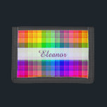 Cartera De 3 Hojas Colorido de arcoiris | Añadir su nombre<br><div class="desc">Este patrón de arcoiris es brillante y colorido,  con un efecto de textura clara. Es un vívido y vibrante patrón a cuadros que se ve bonito como fondo para tu nombre u otro texto corto.</div>