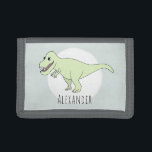 Cartera De 3 Hojas Dinosaurio T-Rex del niño en Guay con nombre<br><div class="desc">Este diseño fresco es parte de una colección que incluye lindos dinosaurios para ropa de niño y accesorios. Este diseño infantil presenta un dinosaurio de doodle T-Rex dibujado a mano y puede ser personalizado con el nombre de su hijo. Mira nuestra tienda para otros diseños de dinosaurios!</div>