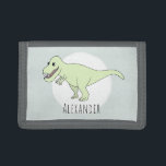 Cartera De 3 Hojas Dinosaurio T-Rex del niño en Guay con nombre<br><div class="desc">Este diseño fresco es parte de una colección que incluye lindos dinosaurios para ropa de niño y accesorios. Este diseño infantil presenta un dinosaurio de doodle T-Rex dibujado a mano y puede ser personalizado con el nombre de su hijo. Mira nuestra tienda para otros diseños de dinosaurios!</div>