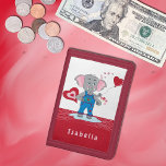Cartera De 3 Hojas Encantadora Personalizado Elephant Kid Red Wallet<br><div class="desc">La encantadora billetera roja del personalizado elefante. Personaliza con el nombre del niño. © ArianeC Ilustraciones-Todos los derechos reservados</div>