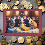 Cartera De 3 Hojas Familia del ratón en la mesa de comedor -<br><div class="desc">Esta carpeta de bolsillo presenta una linda familia de ratones en la mesa de comedor - mucho queso,  mucha diversión! Carpeta de bolsillo para los niños,  regalo de vuelta a la escuela y más. ¡Personalizable! Mi idea se generó con IA. Diseñado por AIbyMarion</div>
