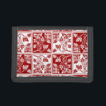 Cartera De 3 Hojas Flor de flores rojas blancas cubiertas de Bonito b<br><div class="desc">Este hermoso y único diseño de cartera tiene un patrón de bloques cuadrados / tablero de ajedrez que se repite y alterna, lleno de siluetas de flores rojas y blancas. Las flores de bonito, embaldosadas, tienen espinas y se asemejan a los rosas salvajes ingleses, aunque los colores y el diseño...</div>