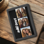 Cartera De 3 Hojas Fotos de moda de 3 y nombre chunky - negro<br><div class="desc">Utiliza 3 fotos cuadradas para crear un regalo único y personal. Un simple fondo negro con tres fotos y nombre. Si necesita ajustar las imágenes,  haga clic en la herramienta personalizar para realizar cambios.</div>
