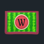Cartera De 3 Hojas Fruta veraniega de la sandía con monograma de la c<br><div class="desc">Este diseño de sandía de bonito tiene una fruta redonda que parece haber sido rebanada,  así que la jugosa carne rosa-roja del melón se muestra a través,  junto con abundantes semillas de sandía negra. La baya también tiene una corteza moteada verde moteada. Este es un diseño suntuoso y caprichoso.</div>