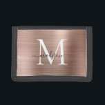 Cartera De 3 Hojas Guión monograma Metalizado con pincel de oro Rosa<br><div class="desc">Monograma Metalizado tríptico estilo Rosa dorado</div>