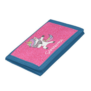 Cartera De 3 Hojas Impresionante billetera de unicornio rosa de unico