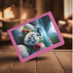 Cartera De 3 Hojas La piedra del corazón de Karen junto al río<br><div class="desc">Una piedra blanca en forma de corazón con el nombre de Karen inscrito en ella,  rodeada de rosas y descansando sobre las rocas del río.</div>