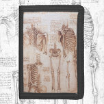 Cartera De 3 Hojas Los huesos de esqueleto de anatomía humana de Leon<br><div class="desc">Estudio de esqueletos (1510) realizado por el artista Leonardo da Vinci (1452-1519) es una pintura de la ciencia del arte de la época del renacimiento. Dibujo con varios esqueletos de un cuerpo humano saludable desde un par de vistas de costillas, la cinta, brazos, piernas, femurs, tibia, huesos pélvicos, columna vertebral,...</div>