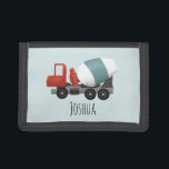 Cartera De 3 Hojas Mezclador y nombre de hormigón de construcción de<br><div class="desc">Esta monedero de construcción para niños,  monótono y moderno,  cuenta con un mezclador de hormigón rojo y azul y un lugar para añadir el nombre de su hijo. Perfecto para cualquier niño que sueña con ser un constructor!</div>
