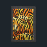 Cartera De 3 Hojas Modelo rayado de la impresión de la piel del tigre<br><div class="desc">Esta cartera de moda ofrece un modelo rayado de la impresión del tigre con las rayas animales negras en un naranja, un amarillo y un fondo muy brillantes de la piel de la crema. Ponga en evidencia el gato salvaje en usted con este diseño felino fresco. Es el intrépido perfecto,...</div>