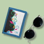 Cartera De 3 Hojas Monograma defloral<br><div class="desc">Esta colorida cartera está lista para su propio monograma. Creado en un audaz patrón de borde de hoja giratoria en blanco y negro con salpicaduras de color brillantes.</div>