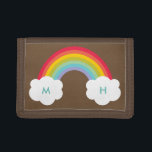 Cartera De 3 Hojas Monograma del arco iris retro de cosecha de vintag<br><div class="desc">excelente para hombres,  mujeres y niños; dos iniciales con color de fondo editable y fuentes</div>